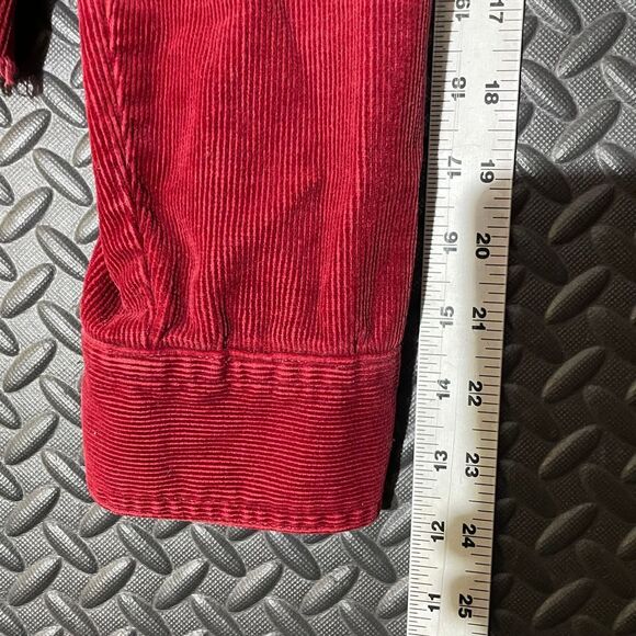 So GSJ Red Corduroy Button Up Distressed Casual Wear Jacket Women's Size‎ Large - Picture 7 of 8
